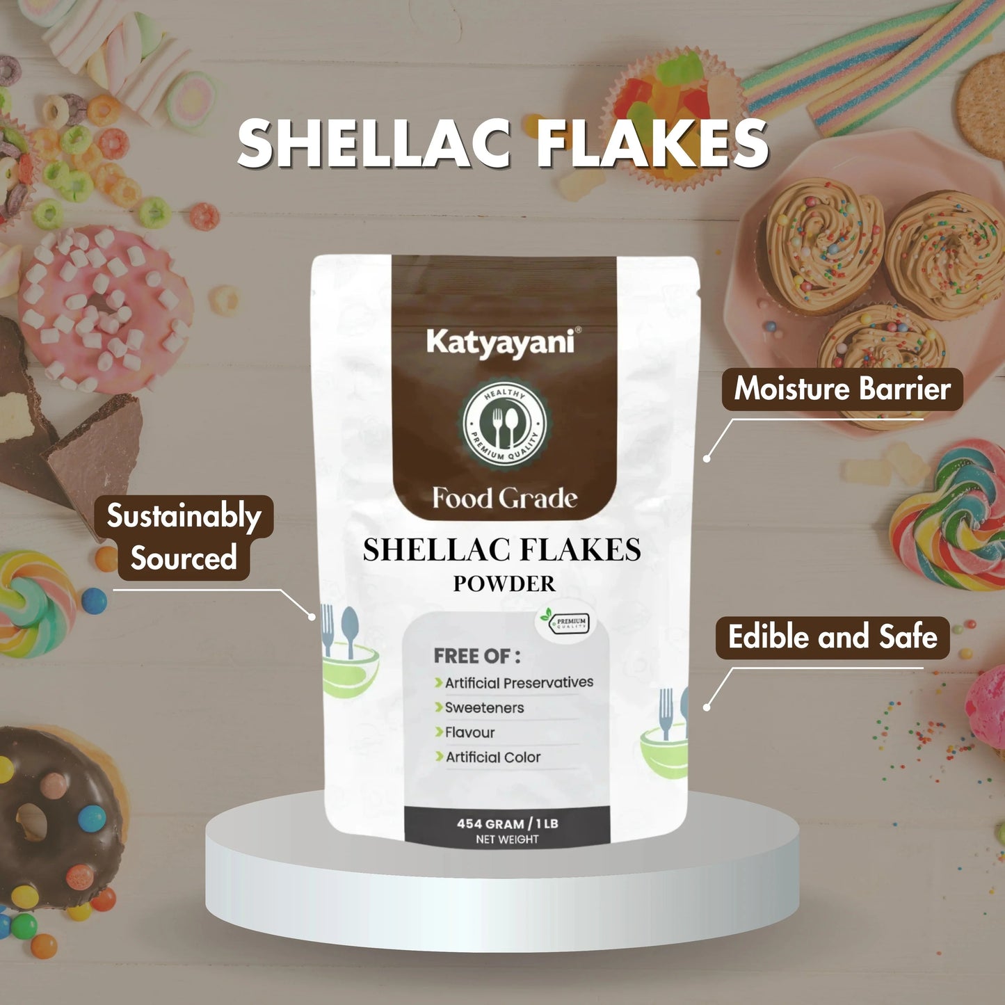 GGV Shellac Flakes 454 gm (1 lb) β Food Grade | Buy 1 Get 1 Free | Natural Edible Resin for Food, Confectionery, and Coating Green Garden Vibes Canada