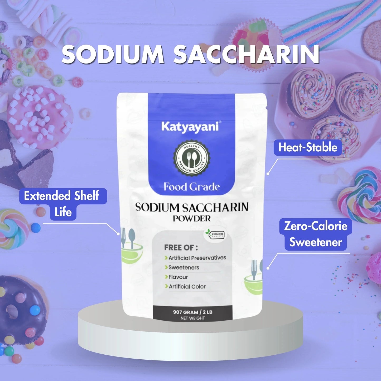 GGV Sodium Saccharin 907 gm (2 lbs) β Food Grade Powder | Buy 1 Get 1 Free | High-Intensity Sweetener Green Garden Vibes Canada