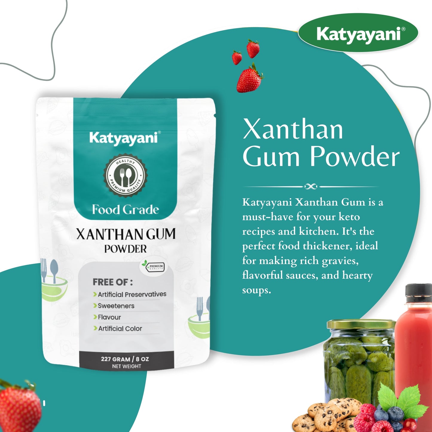 GGV Xanthan Gum 227 gm (8 oz) – Food Grade Powder | Buy 1 Get 1 Free | Natural Thickener, Stabilizer & Emulsifier for Gluten-Free Baking and Sauces Green Garden Vibes Canada