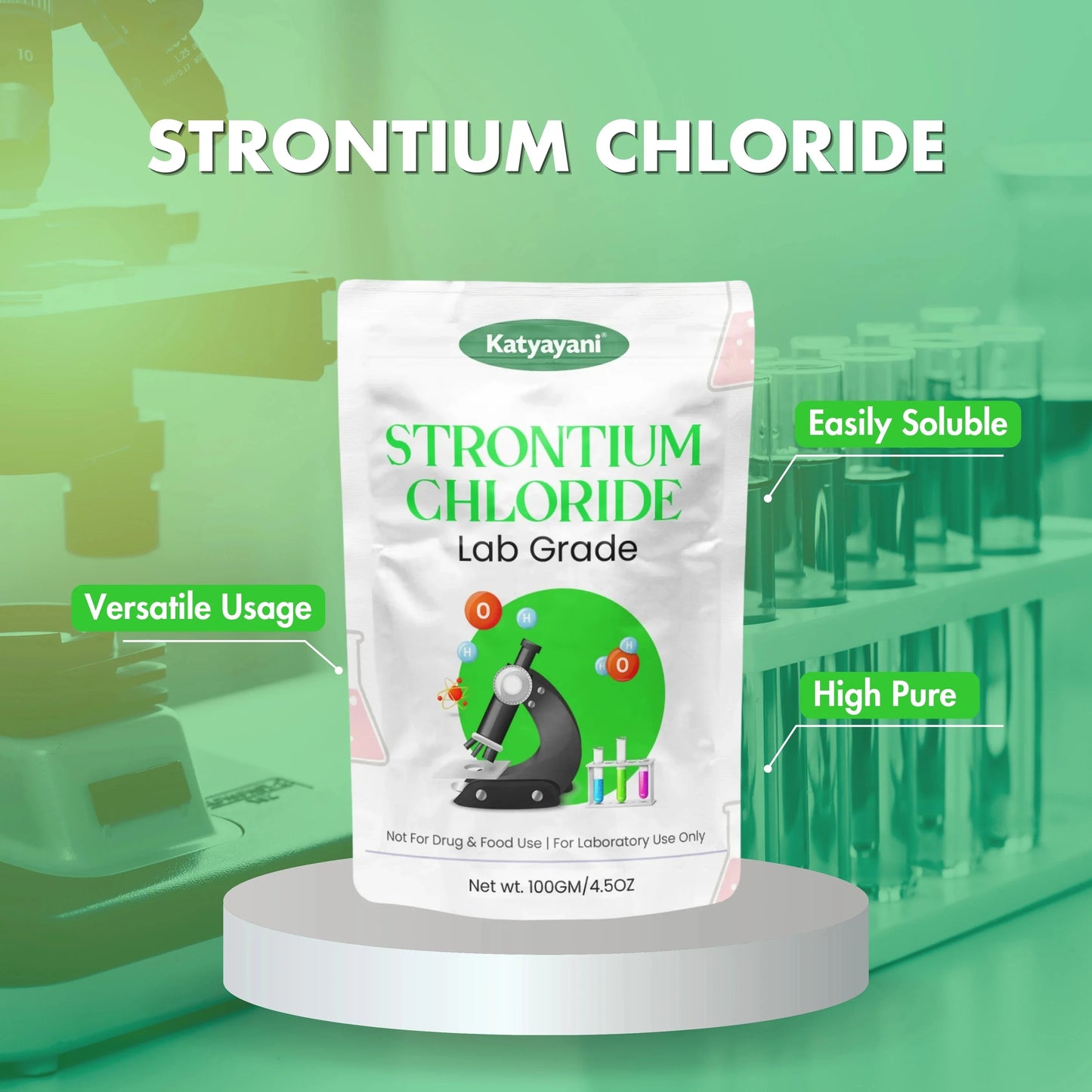 GGV Strontium Chloride-100 gm (3.5oz)-Lab Grade |Essential Chemical for Laboratory & Industrial Use Green Garden Vibes Grades