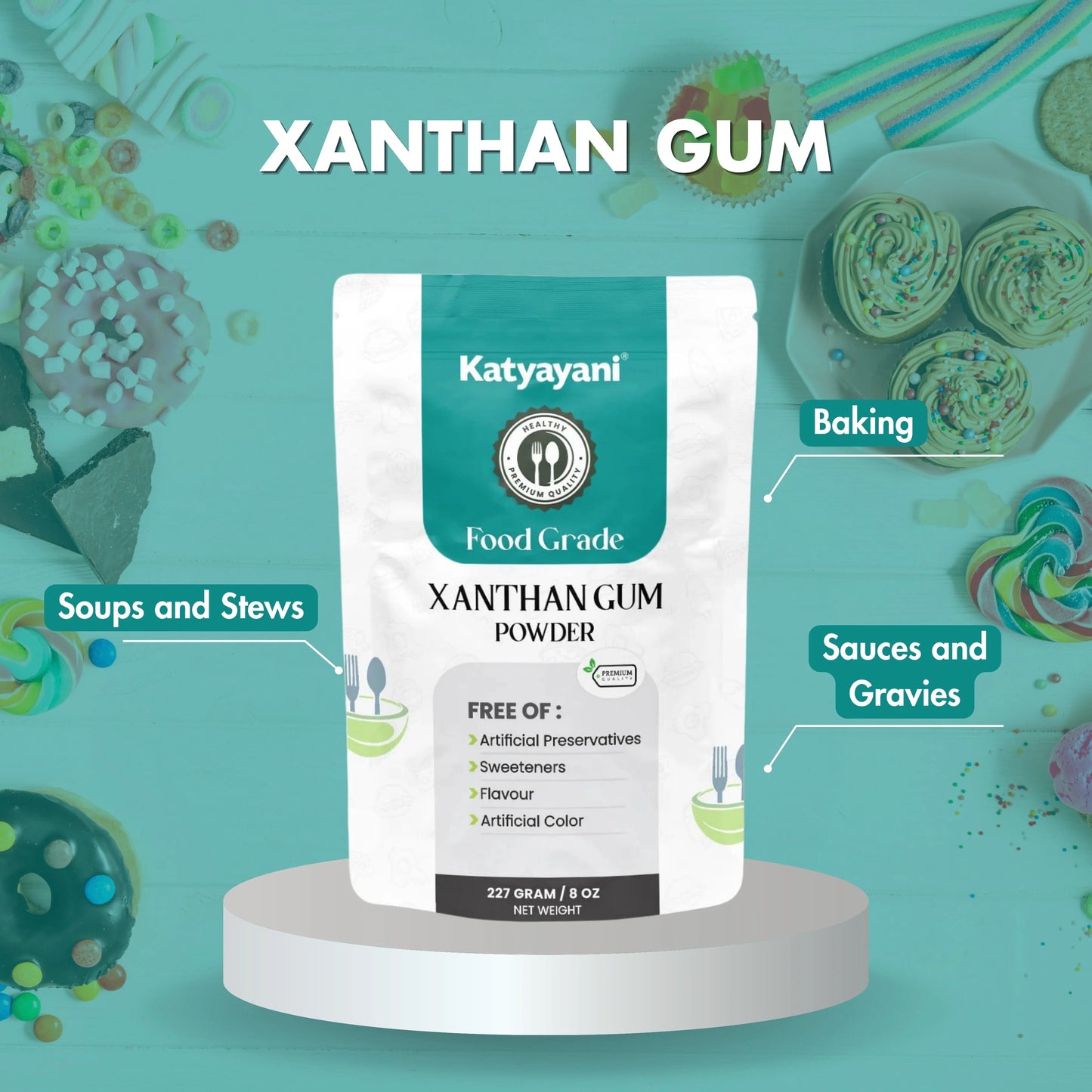 GGV Xanthan Gum 227 gm (8 oz) – Food Grade Powder | Buy 1 Get 1 Free | Natural Thickener, Stabilizer & Emulsifier for Gluten-Free Baking and Sauces Green Garden Vibes Canada