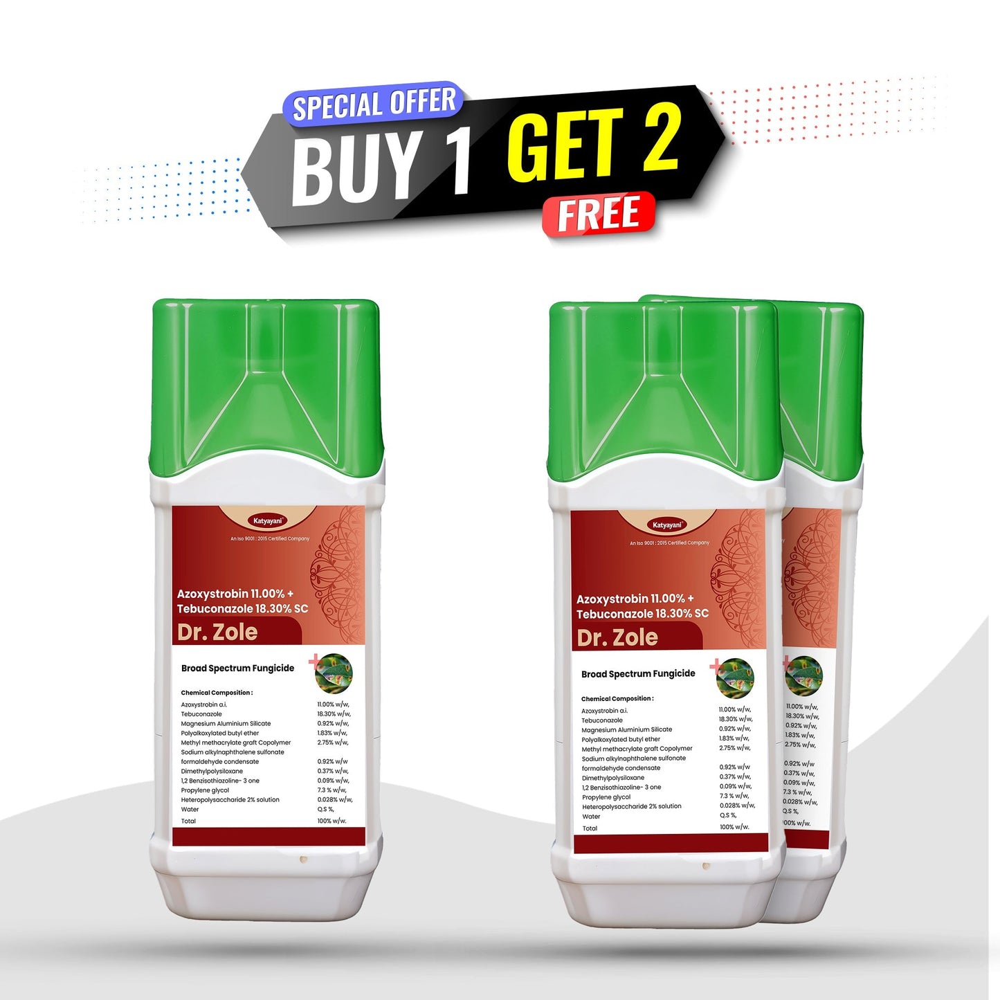 GGV Katyayani Dr. Zole | Dual-Action Systemic Fungicide (Azoxystrobin 11% + Tebuconazole 18.3% SC) Green Garden Vibes Canada