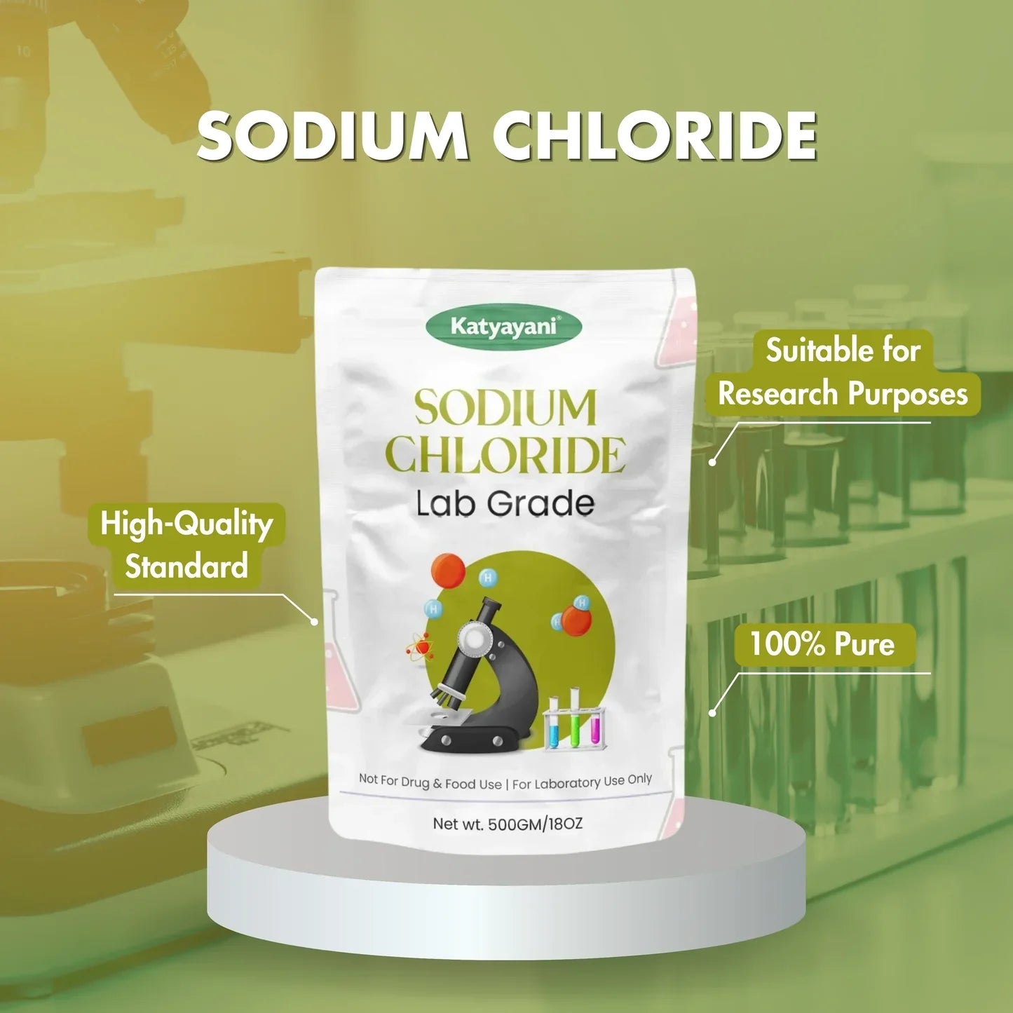 GGV Katyayani Sodium Chloride Lab Grade 500 gm | Essential Laboratory Chemical | Buy 1 Get 1 Free