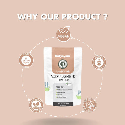 GGV Acesulfame Potassium Food grade 340gm (12oz) |Sugar-Free Sweetener for Cooking & Drinks Green Garden Vibes Grades