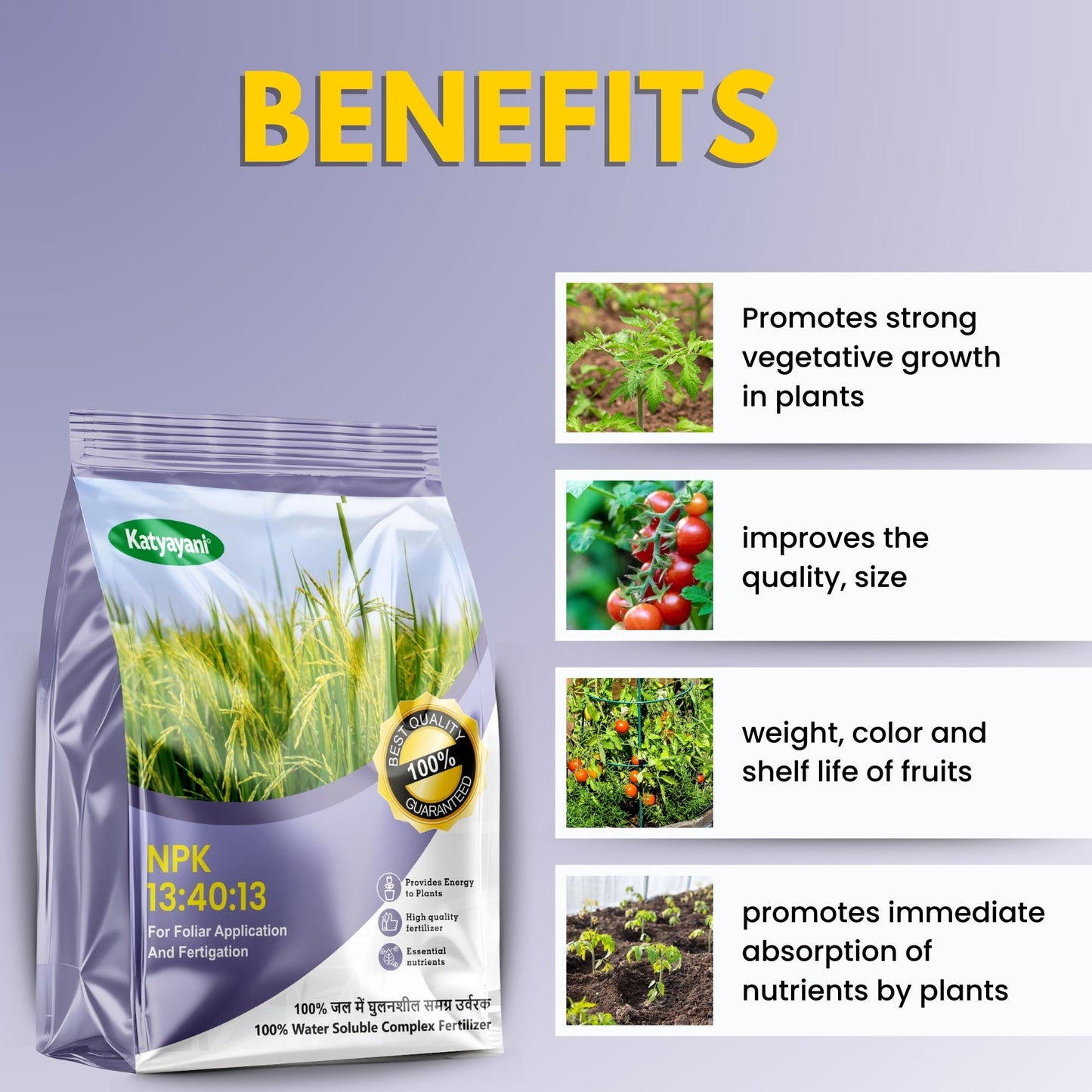 GGV Katyayani NPK 13-40-13 Fertilizer for Crop Growth | 100% Water Soluble Fertilizer
